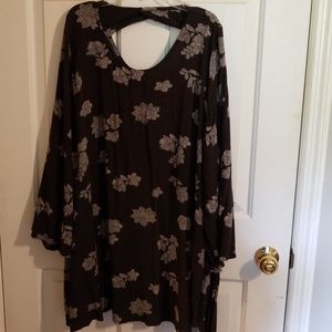 Boho Gypsy Grey Floral Tunic